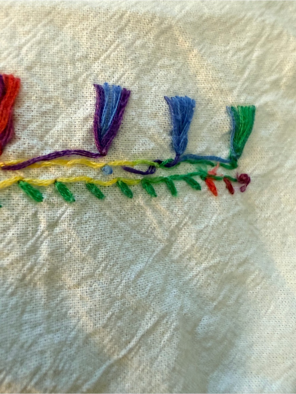 Embroidered White Cotton V-Neck Tunic with Multicolor Tassel Accents - Picture 3 of 5